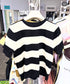 Knitted Round Neck Stripes Tops